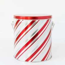 Load image into Gallery viewer, Woody&#39;s Popcorn 1-gallon Candy Cane Tin